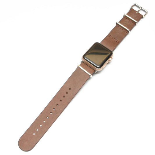 NATO-strap til Apple Watch | Skinn | Adapter inkludert - Klokkr