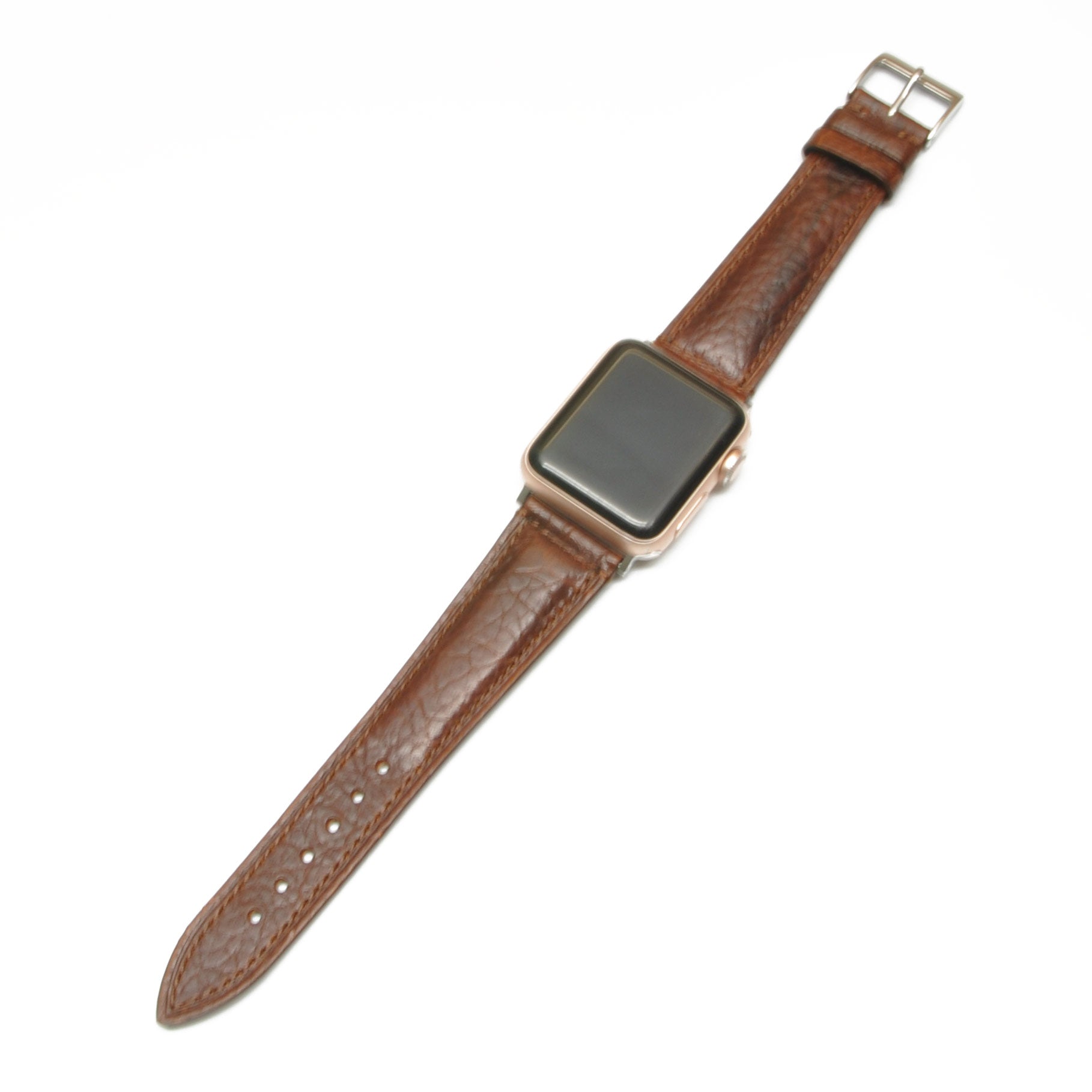 Klassisk skinnreim til Apple Watch | Lysebrun | Adapter inkludert - Klokkr