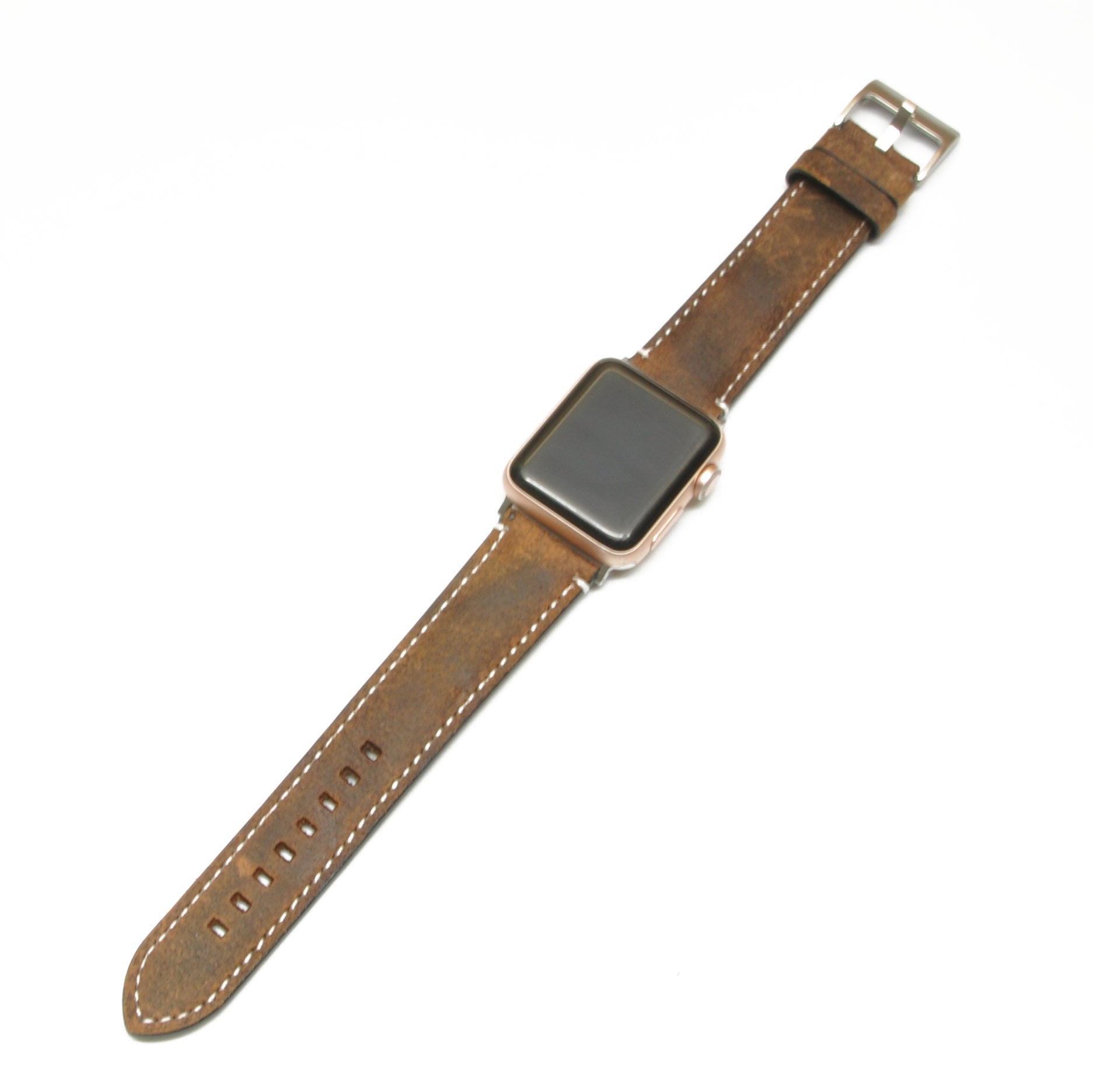 Tøff skinnreim til Apple Watch | Mørkebrun | Adapter inkludert - Klokkr