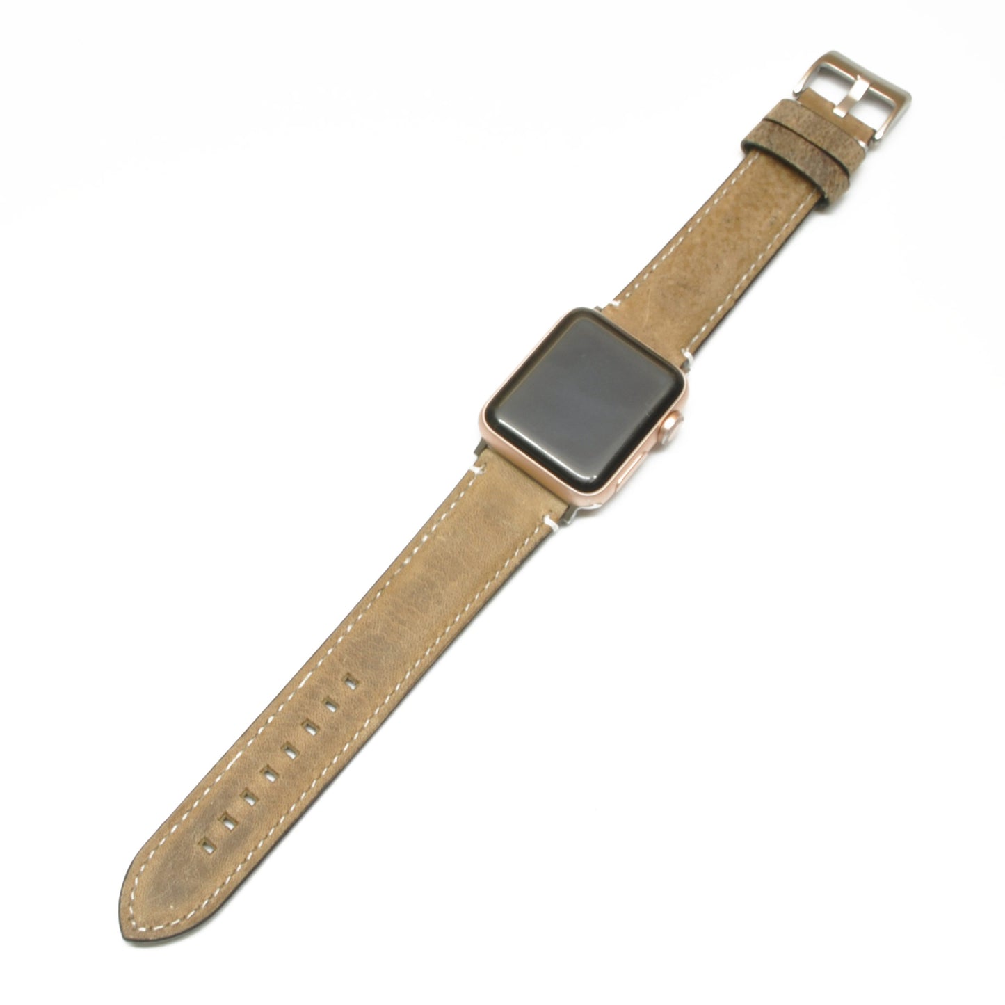Tøff skinnreim til Apple Watch | Lysebrun | Adapter inkludert - Klokkr