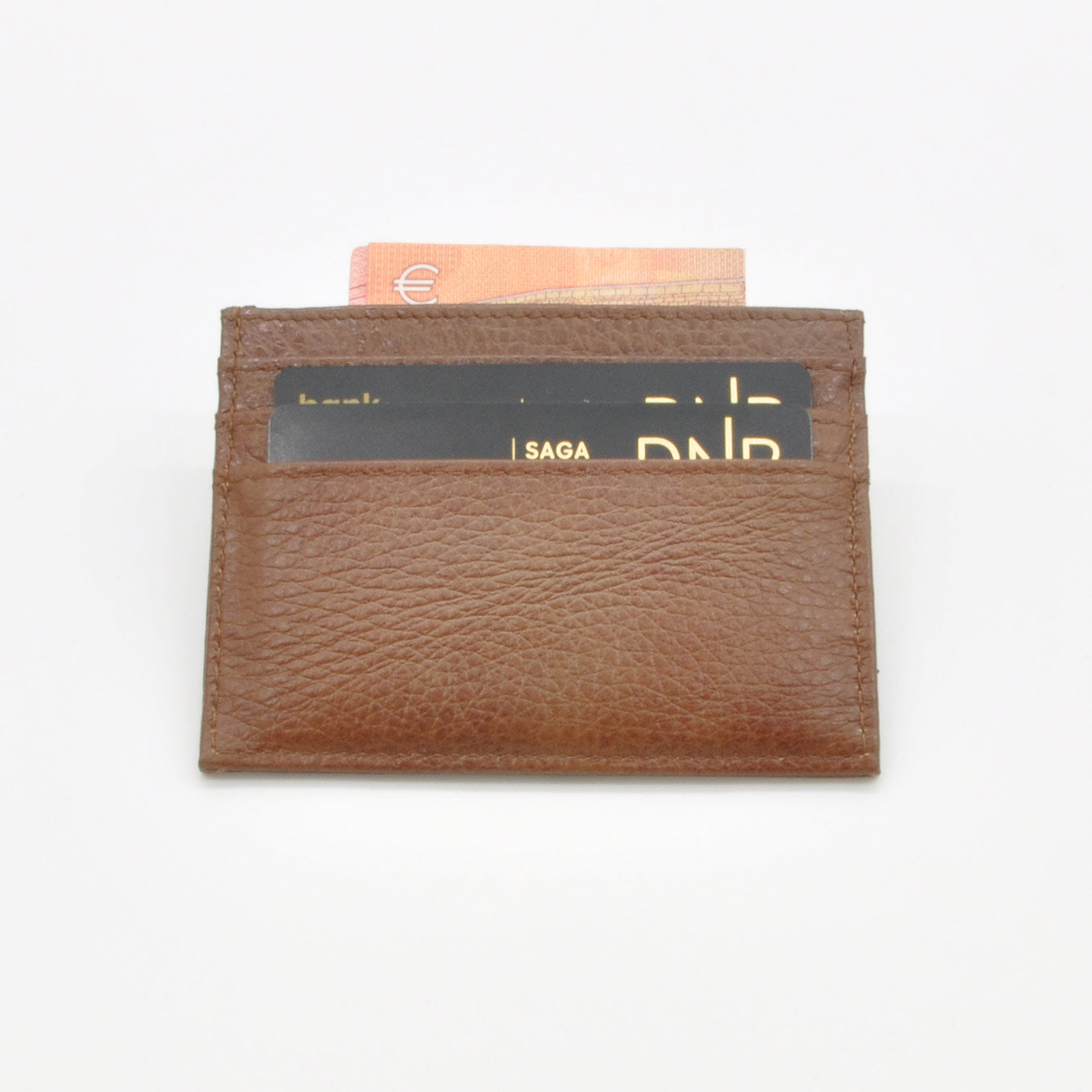 Kortholder / Lommebok i ekte skinn (brun) | Plass til 6 kort og sedler - Klokkr